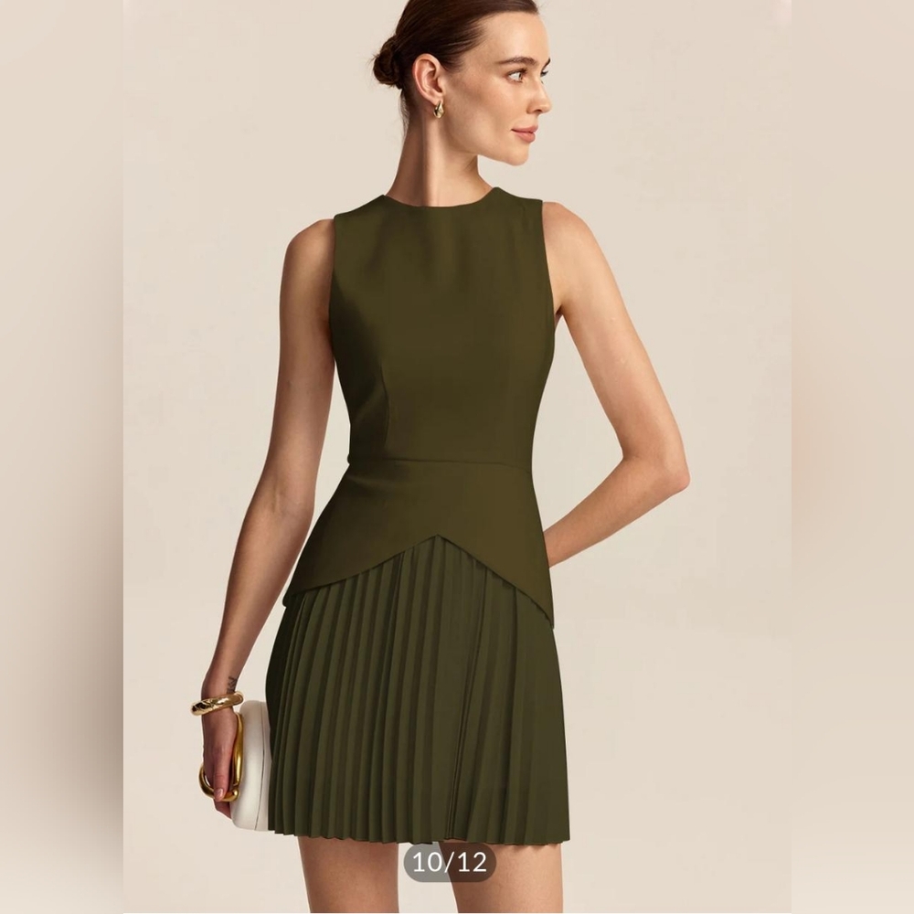 Commense Olive Green Midi Dress NWT